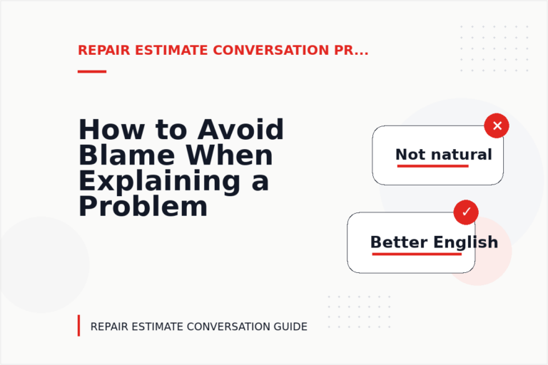 How to Avoid Blame When Explaining a Problem in Repair Estimate Conversation English