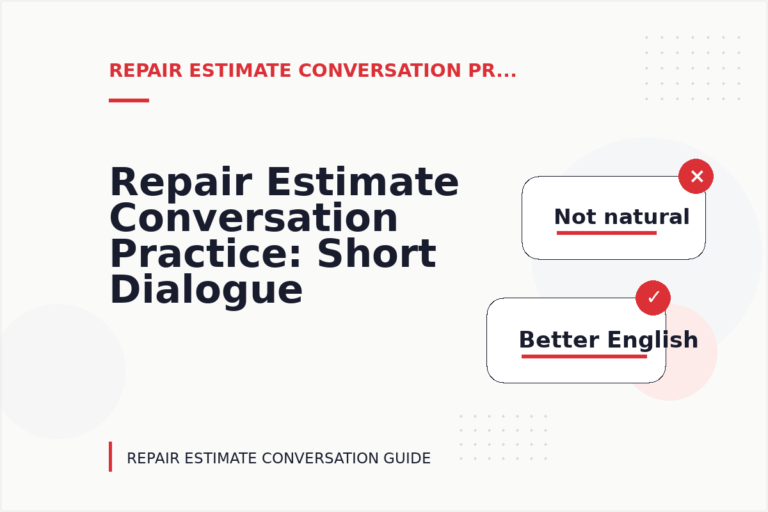Repair Estimate Conversation Practice: Short Dialogue Examples Repair Estimate Conversation Practice: Short Dialogue Examples
