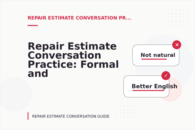 Repair Estimate Conversation Practice: Formal and Friendly Versions Repair Estimate Conversation Practice: Formal and Friendly Versions